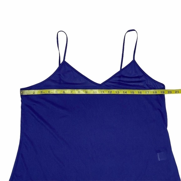 SHEER Solid Blue Chiffon Sweetheart Camisole Tank - Picture 7 of 8